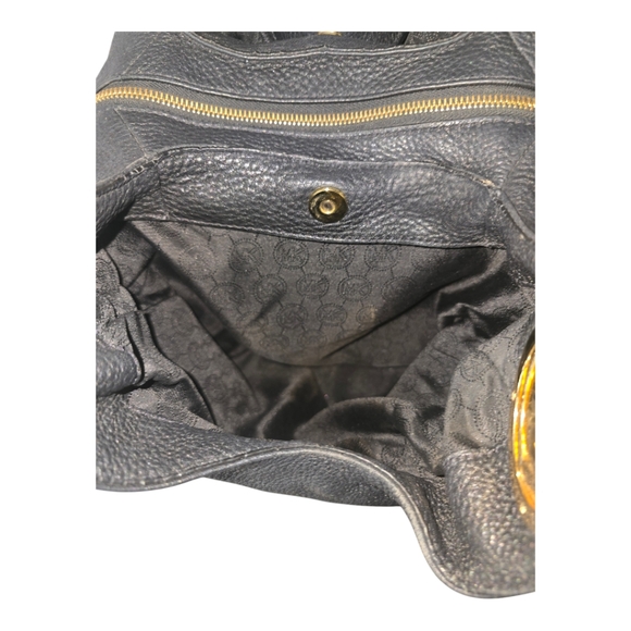 MICHAEL KORS FULTON BLACK PEBBLE LEATHER CHAIN BAG TOTE EXTRA ROOMY EUC - Picture 9 of 16